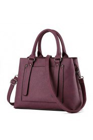 Women's Fashion Casual Solid PU Leather Messenger Shoulder Bag/Tote