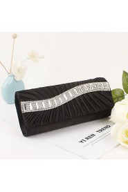 Women Metal / Satin Minaudiere Clutch / Evening Bag Purple / Black