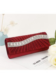 Women Metal / Satin Minaudiere Clutch / Evening Bag Purple / Black