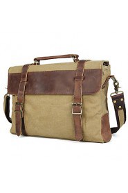 Men Cowhide / Canvas Messenger Shoulder Bag / Tote / Satchel / Laptop Bag / School Bag Green / Brown / Gray / Khaki