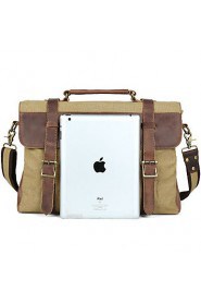 Men Cowhide / Canvas Messenger Shoulder Bag / Tote / Satchel / Laptop Bag / School Bag Green / Brown / Gray / Khaki