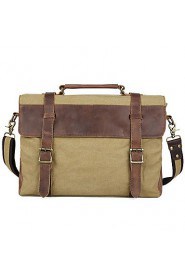 Men Cowhide / Canvas Messenger Shoulder Bag / Tote / Satchel / Laptop Bag / School Bag Green / Brown / Gray / Khaki