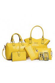 Women PU Barrel Shoulder Bag / Tote White / Blue / Yellow / Red / Black