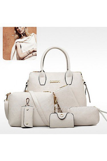 Women PU Barrel Shoulder Bag / Tote / Satchel / Clutch White / Blue / Gold / Black