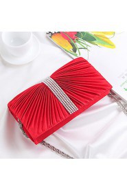 Women Satin Minaudiere Clutch / Evening Bag Pink / Gold / Red / Silver