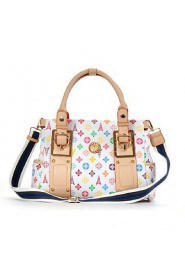 Women Casual PVC Tote White / Brown