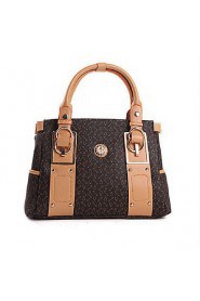 Women Casual PVC Tote White / Brown