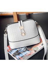 Women PU Baguette Shoulder Bag White / Black