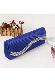 Women Metal / Satin Minaudiere Clutch / Evening Bag Blue / Gold / Silver / Black / Almond