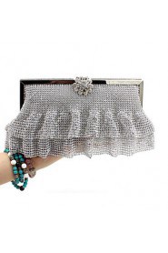 Women Satin Minaudiere Clutch / Evening Bag Gold / Silver