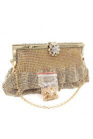 Women Satin Minaudiere Clutch / Evening Bag Gold / Silver