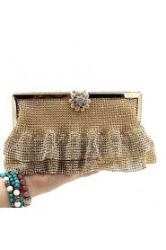 Women Satin Minaudiere Clutch / Evening Bag Gold / Silver