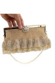 Women Satin Minaudiere Clutch / Evening Bag Gold / Silver