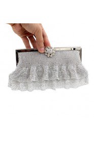 Women Satin Minaudiere Clutch / Evening Bag Gold / Silver