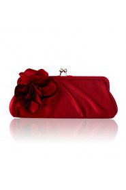 Satin Shell With Flower Evening Handbags/ Clutches More Colors Available