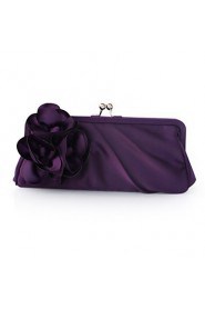 Satin Shell With Flower Evening Handbags/ Clutches More Colors Available