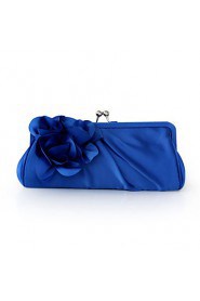 Satin Shell With Flower Evening Handbags/ Clutches More Colors Available