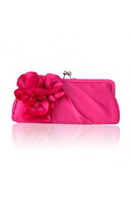 Satin Shell With Flower Evening Handbags/ Clutches More Colors Available