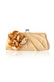 Satin Shell With Flower Evening Handbags/ Clutches More Colors Available