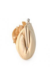 Satin Shell With Flower Evening Handbags/ Clutches More Colors Available