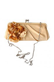 Satin Shell With Flower Evening Handbags/ Clutches More Colors Available