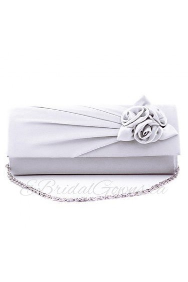 Women Satin Flap Clutch / Evening Bag White / Pink / Blue / Green / Black