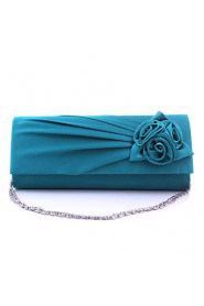 Women Satin Flap Clutch / Evening Bag White / Pink / Blue / Green / Black