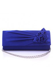 Women Satin Flap Clutch / Evening Bag White / Pink / Blue / Green / Black