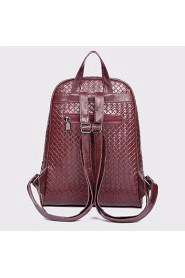 Women's Woven Design Soft PU Zipper Closure Backpack