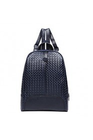 Women's Woven Design Soft PU Zipper Closure Backpack