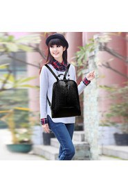 Women's Woven Design Soft PU Zipper Closure Backpack