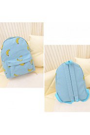 Women Banana Pattern Print Canvas Backpack