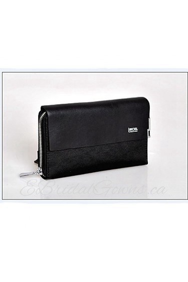 Fine Men's Nylon Genuine Leather Clutch Bag Wallets