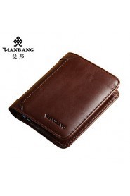 High Quality First Layer Of Leather Brown Oil Wax Cowhide Leather Man Short Wallet