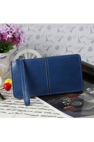 Women's Genuine Leather Zipper Around Long Wallet