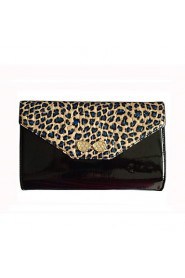 Women PU / Cowhide / Patent Leather Bowknot Leopard grain Bi fold Shoulder Bag / Clutch / Wallet Blue / Yellow / Black