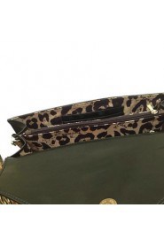 Women PU / Cowhide / Patent Leather Bowknot Leopard grain Bi fold Shoulder Bag / Clutch / Wallet Blue / Yellow / Black