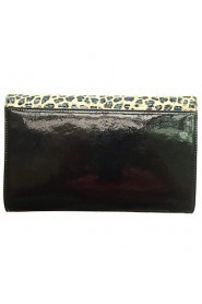 Women PU / Cowhide / Patent Leather Bowknot Leopard grain Bi fold Shoulder Bag / Clutch / Wallet Blue / Yellow / Black