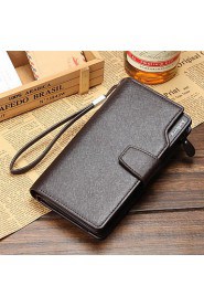 New Business Casual Clutch Men Leather Purse Single Zipper Wallet Long Section of The Matte Surface Male Wallet