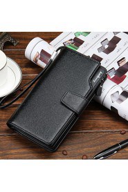 New Business Casual Clutch Men Leather Purse Single Zipper Wallet Long Section of The Matte Surface Male Wallet