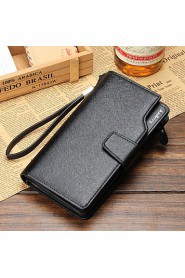 New Business Casual Clutch Men Leather Purse Single Zipper Wallet Long Section of The Matte Surface Male Wallet