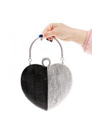 Women Heart shape Color Matching Diamonds Evening Bag