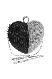 Women Heart shape Color Matching Diamonds Evening Bag