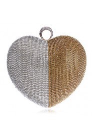 Women Heart shape Color Matching Diamonds Evening Bag