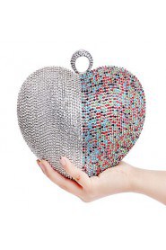 Women Heart shape Color Matching Diamonds Evening Bag