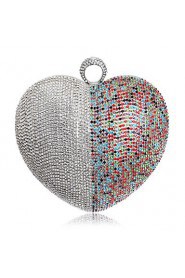 Women Heart shape Color Matching Diamonds Evening Bag