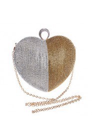 Women Heart shape Color Matching Diamonds Evening Bag