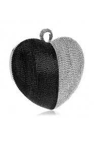 Women Heart shape Color Matching Diamonds Evening Bag