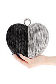 Women Heart shape Color Matching Diamonds Evening Bag