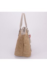 Women PU / Canvas Shopper Shoulder Bag / Tote / Cross Body Bag Camel